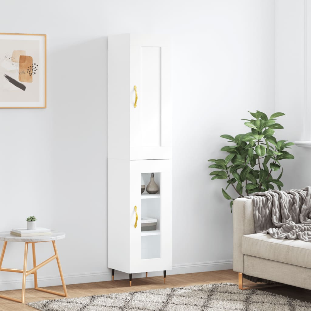Visoka komoda bijeli 34,5x34x180 cm od konstruiranog drva