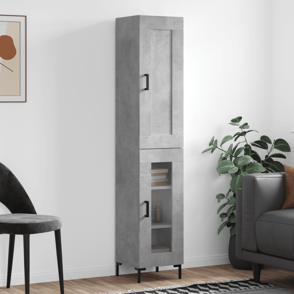 Visoka komoda siva betona 34,5x34x180 cm od konstruiranog drva