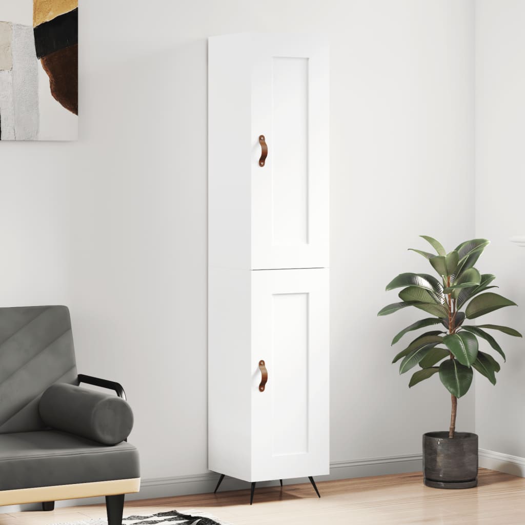 Visoka komoda bijeli 34,5x34x180 cm od konstruiranog drva
