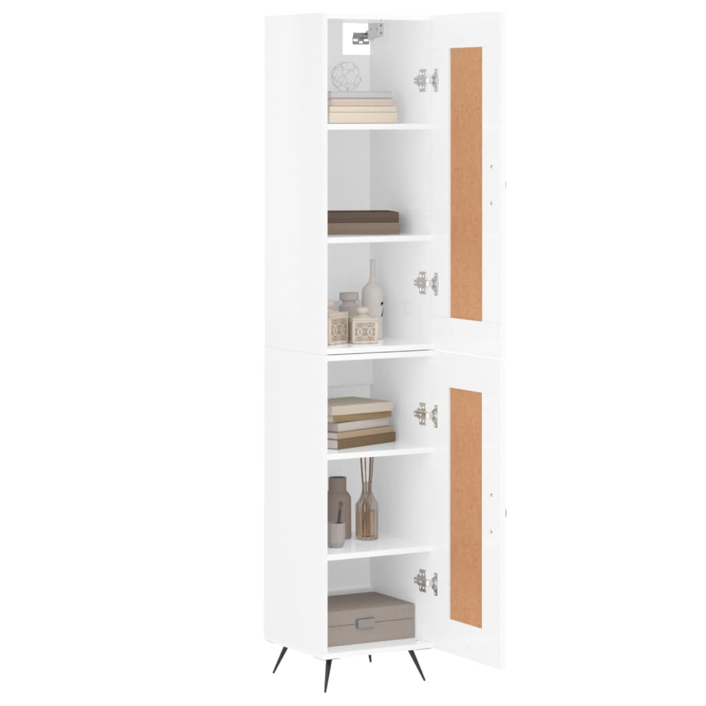Visoka komoda sjajna bijela 34,5x34x180 cm konstruirano drvo
