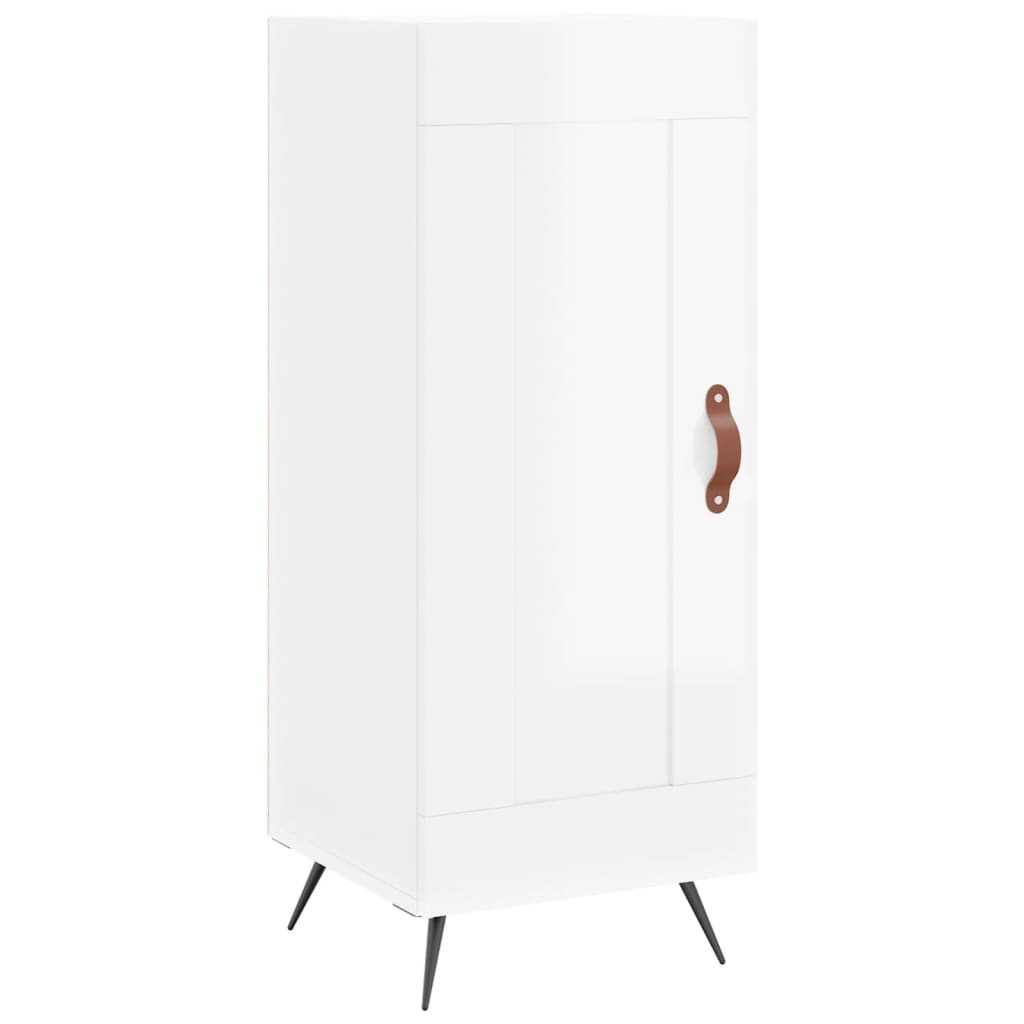 Visoka komoda sjajna bijela 34,5x34x180 cm konstruirano drvo
