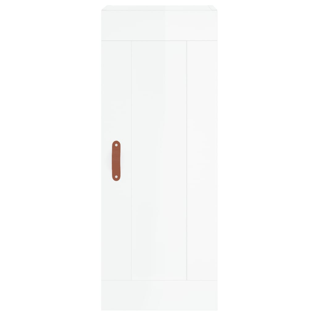 Visoka komoda sjajna bijela 34,5x34x180 cm konstruirano drvo