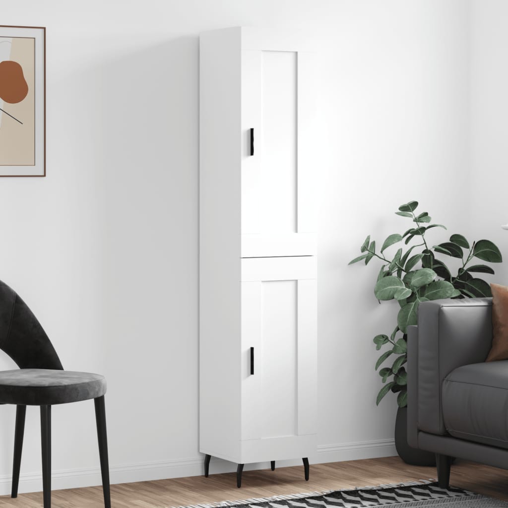 Visoka komoda bijeli 34,5x34x180 cm od konstruiranog drva
