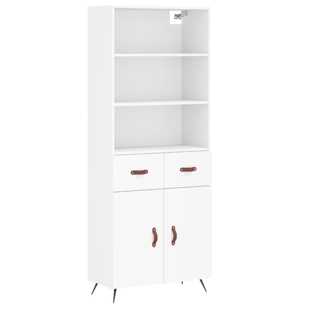 Visoka komoda bijela 69,5x34x180 cm konstruirano drvo