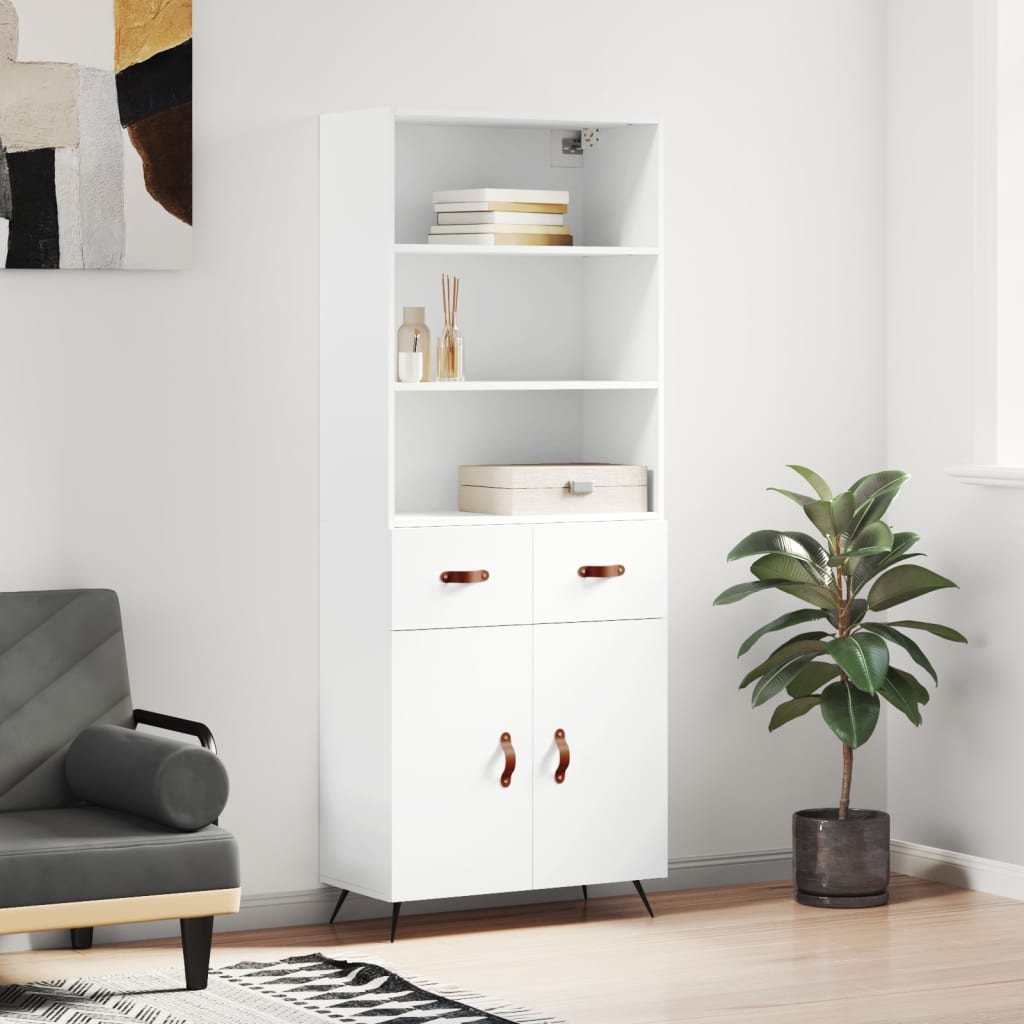 Visoka komoda bijela 69,5x34x180 cm konstruirano drvo