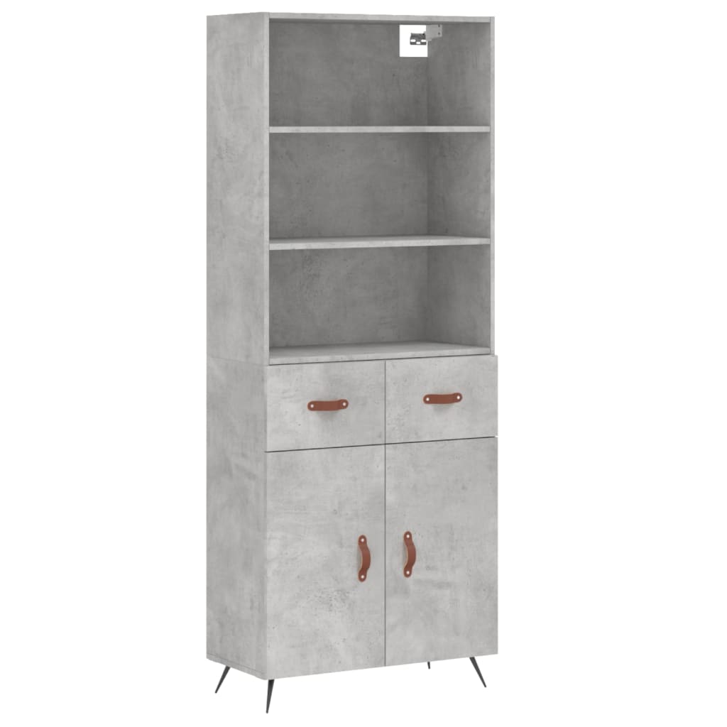 Visoka komoda siva betona 69,5x34x180 cm od konstruiranog drva