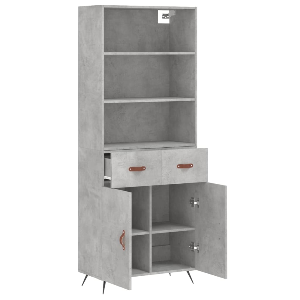Visoka komoda siva betona 69,5x34x180 cm od konstruiranog drva