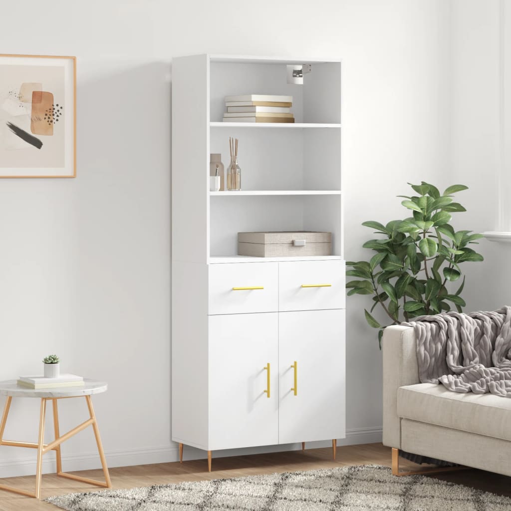 Visoka komoda bijela 69,5x34x180 cm konstruirano drvo