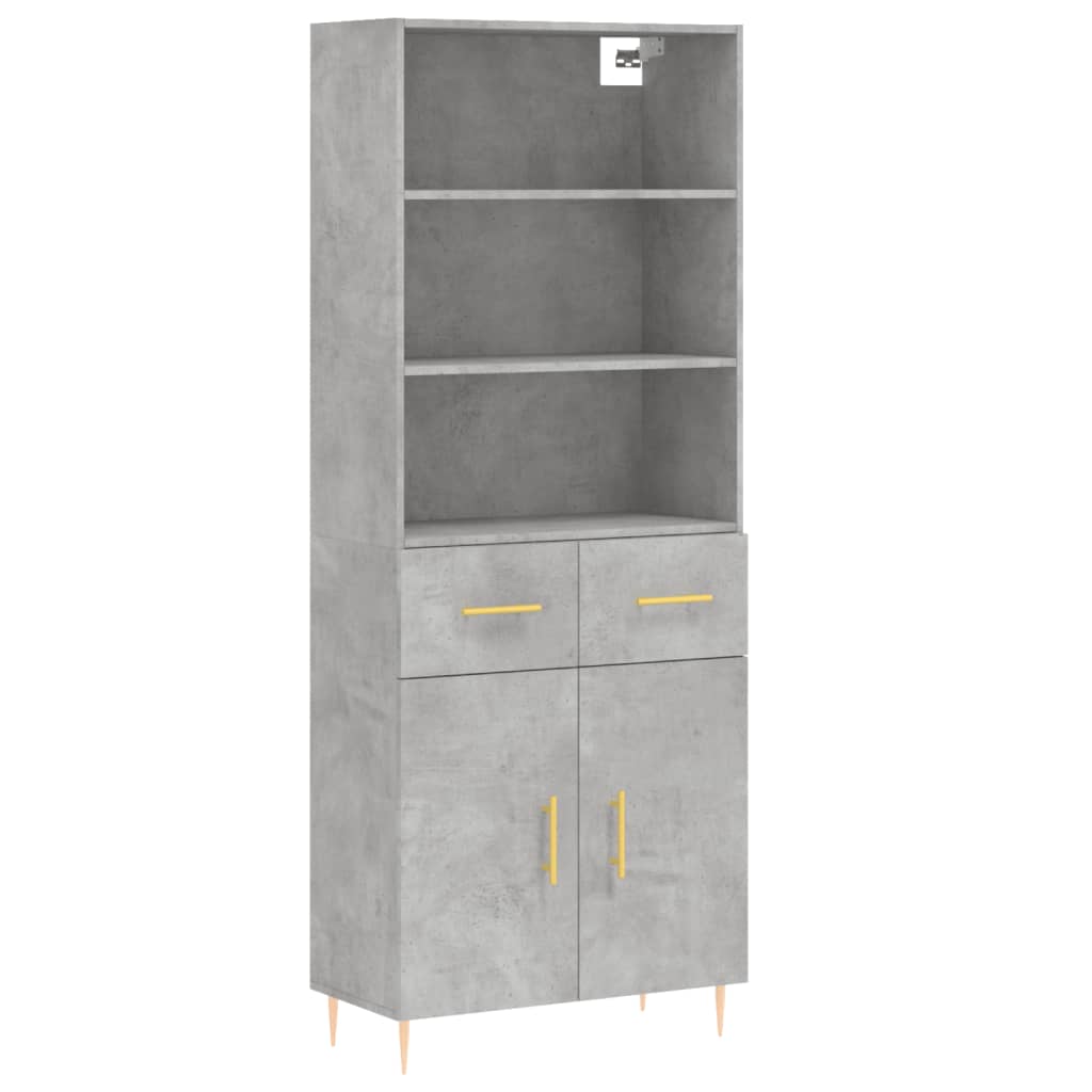 Visoka komoda siva betona 69,5x34x180 cm od konstruiranog drva
