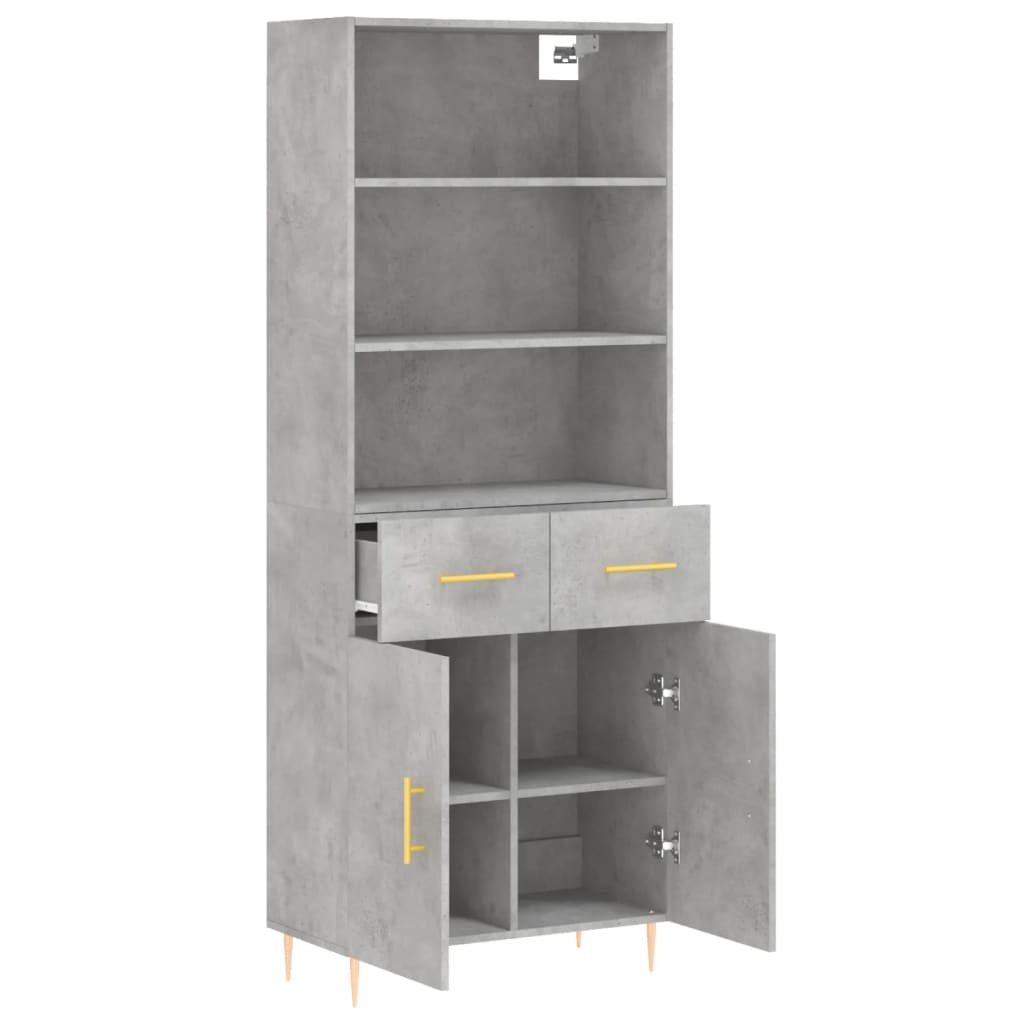 Visoka komoda siva betona 69,5x34x180 cm od konstruiranog drva