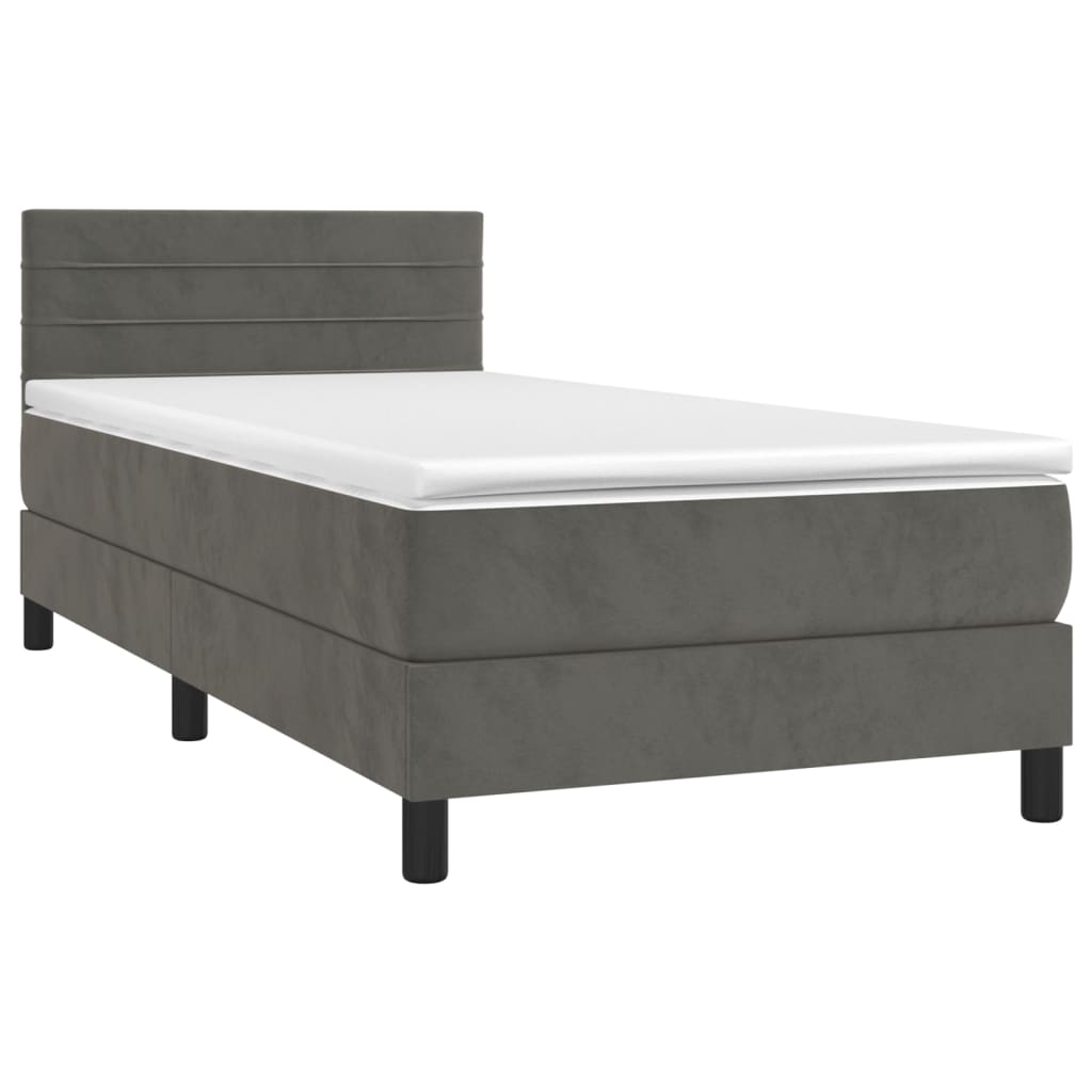 Box spring krevet s madracem tamnosivi 90x200 cm baršunasti
