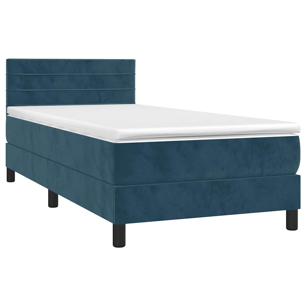 Box spring krevet s madracem tamnoplavi 100x200 cm baršunasti