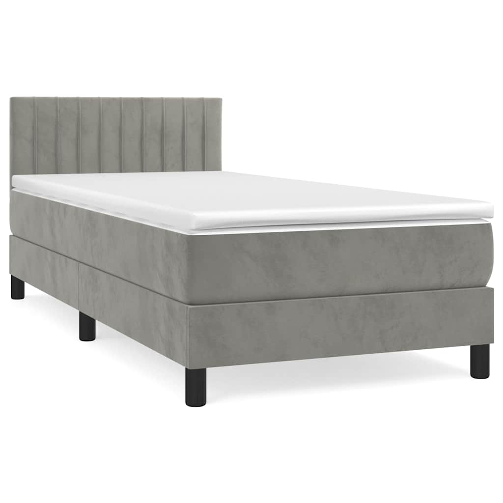 Box spring krevet s madracem svjetlosivi 80 x 200 cm baršunasti