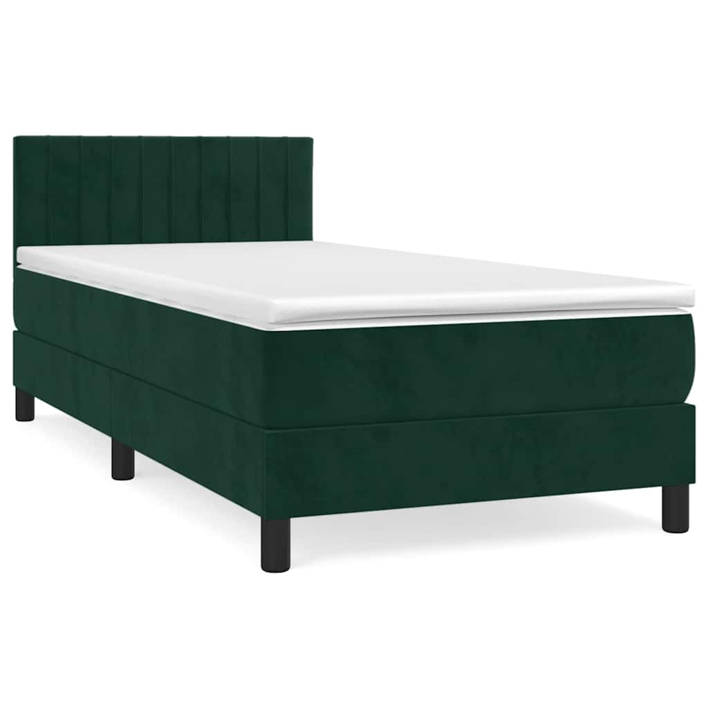 Box spring krevet s madracem tamnozeleni 80 x 200 cm baršunasti