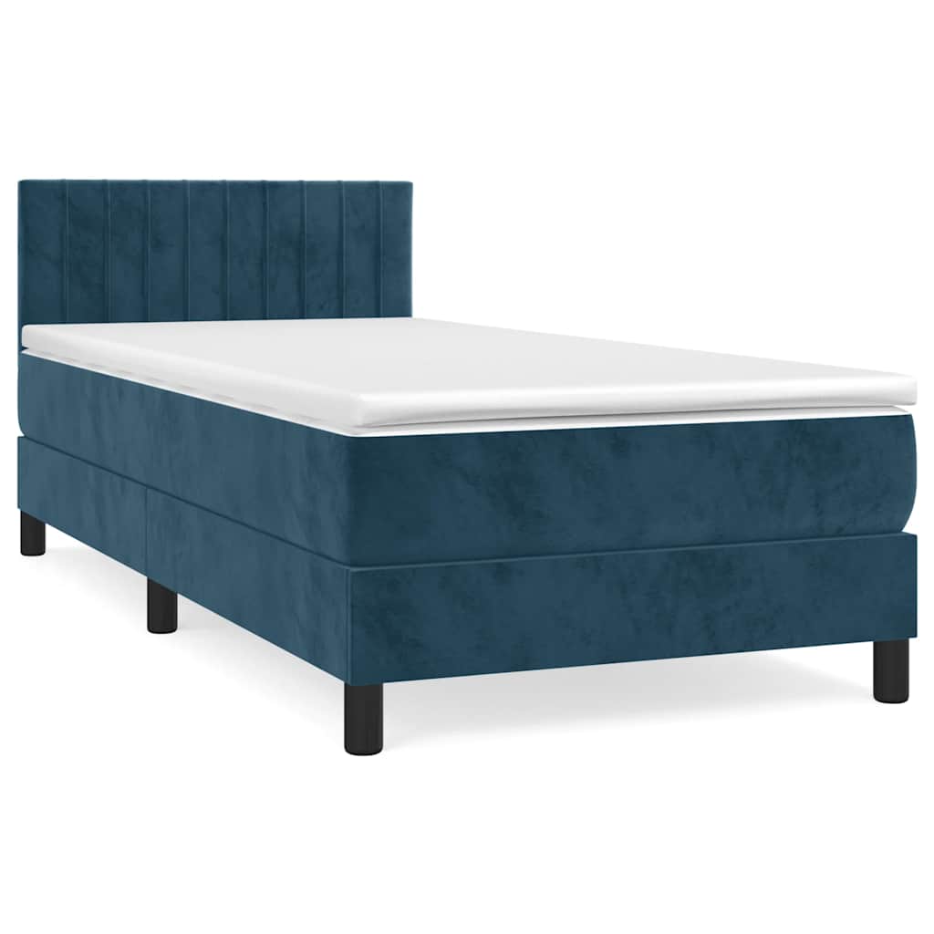 Box spring krevet s madracem tamnoplavi 80 x 200 cm baršunasti