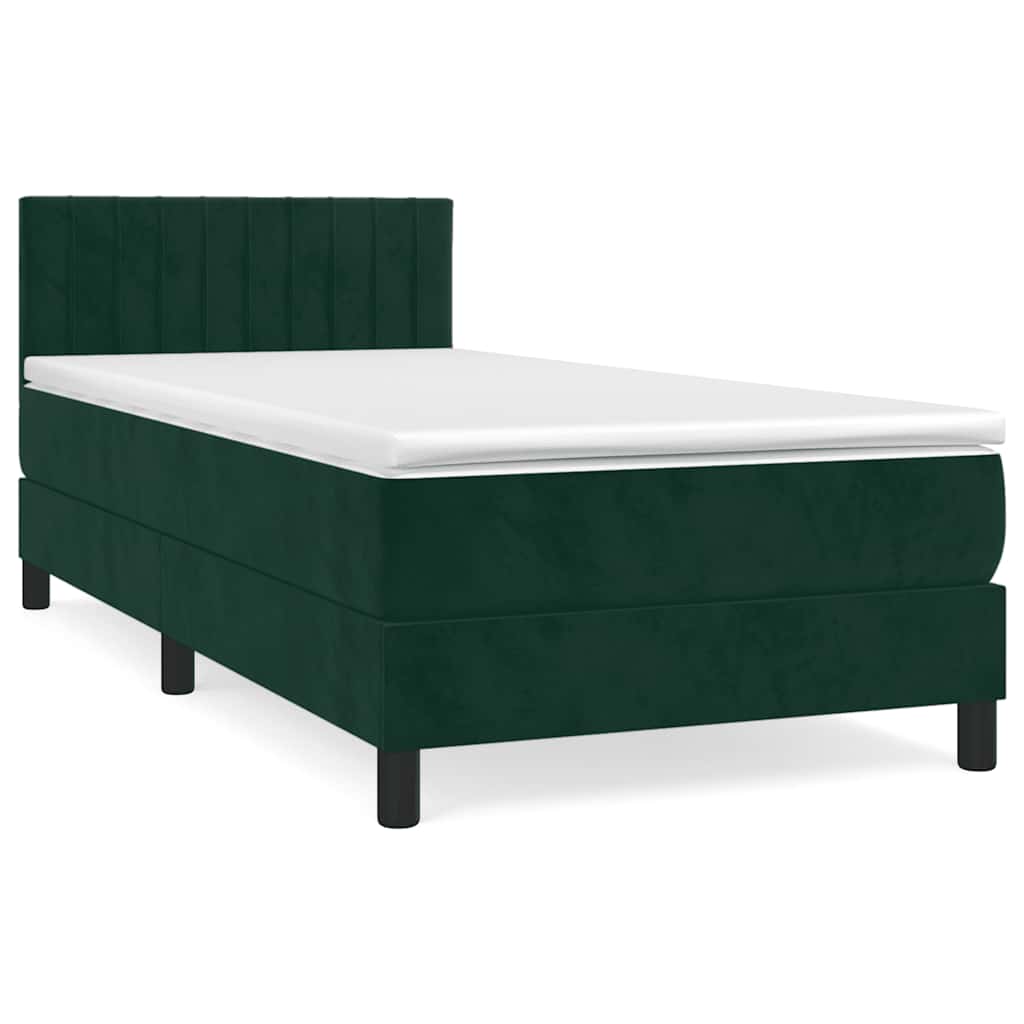 Box spring krevet s madracem tamnozeleni 90x190 cm baršunasti