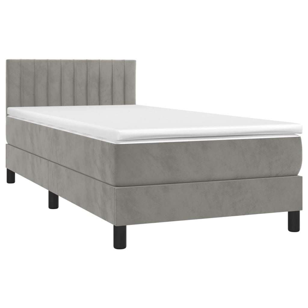 Box spring krevet s madracem svjetlosivi 100x200 cm baršunasti