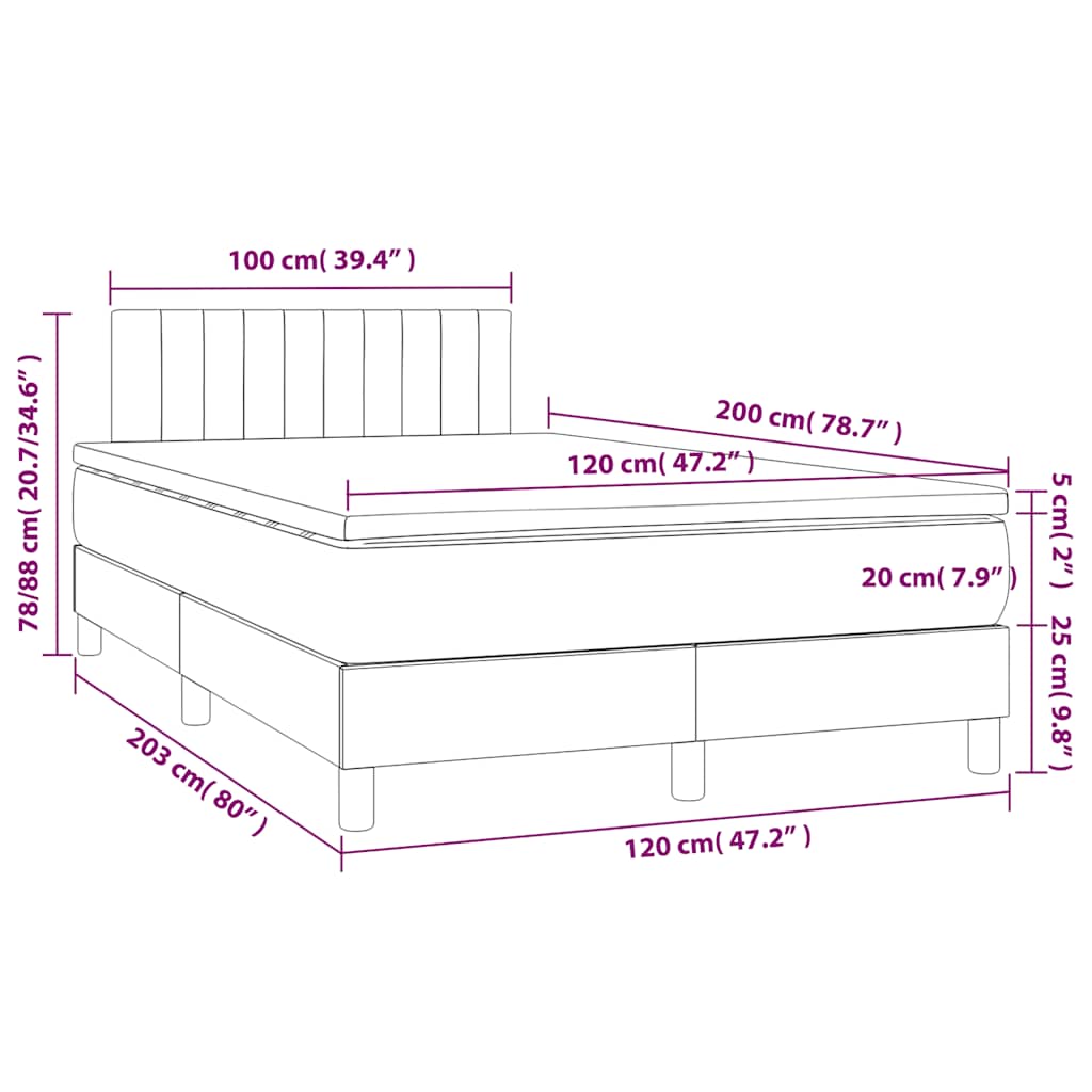 Box spring krevet s madracem crni 120 x 200 cm baršunasti