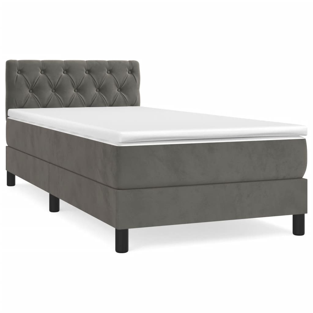Box spring krevet s madracem tamnosivi 80 x 200 cm baršunasti
