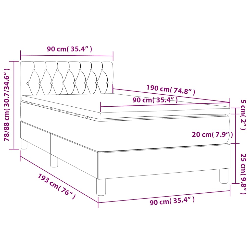 Box spring krevet s madracem tamnozeleni 90x190 cm baršunasti