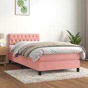 Box spring krevet s madracem ružičasti 90x200 cm baršunasti