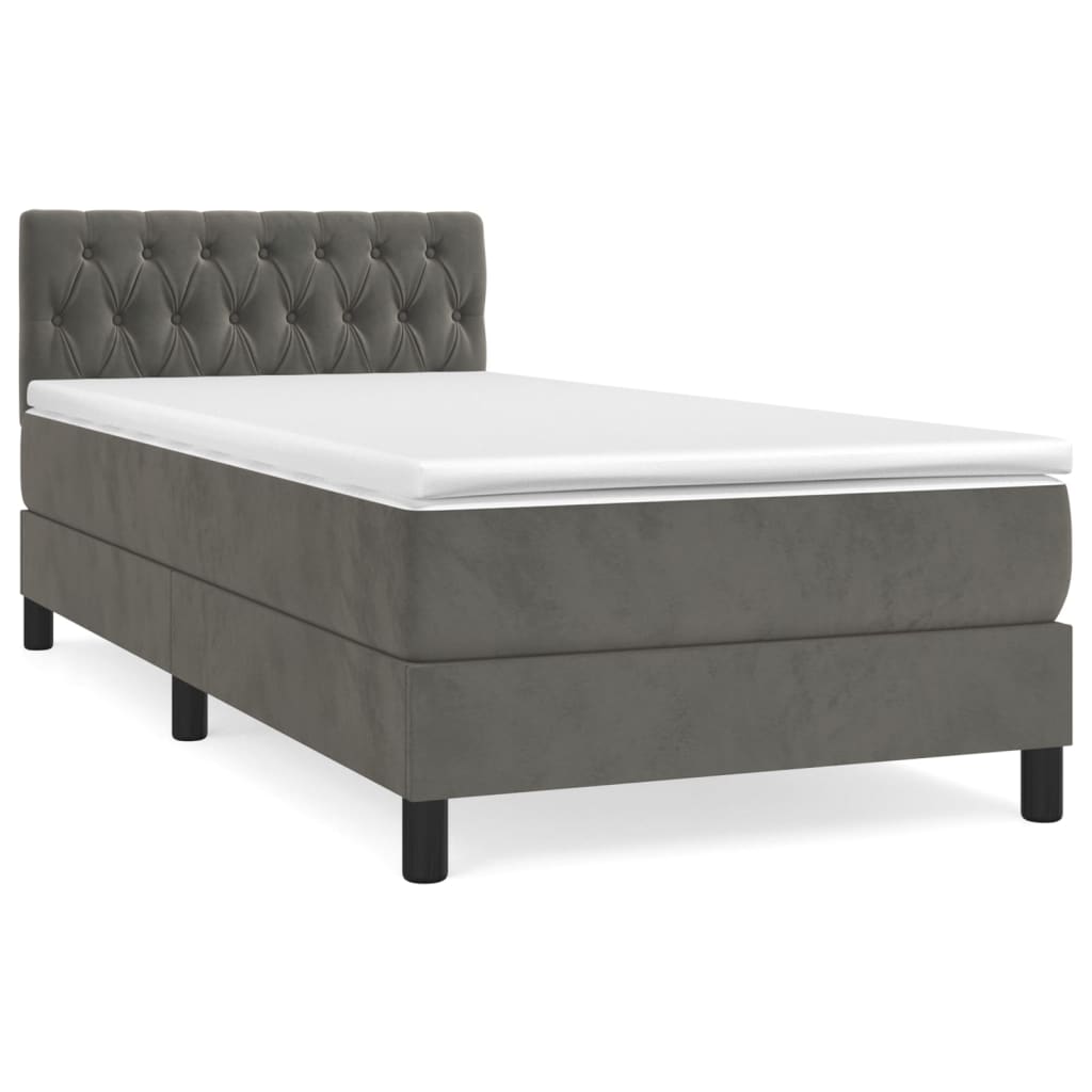 Box spring krevet s madracem tamnosivi 100x200 cm baršunasti