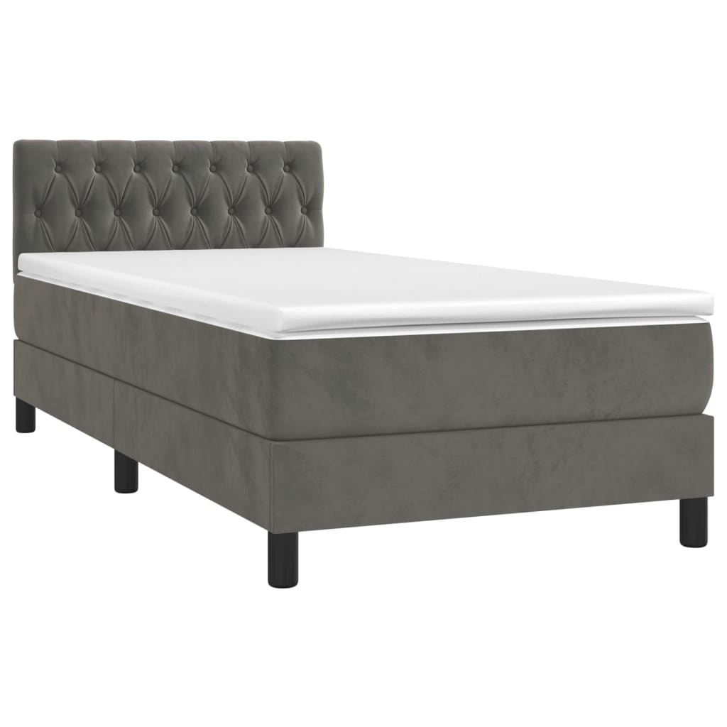 Box spring krevet s madracem tamnosivi 100x200 cm baršunasti