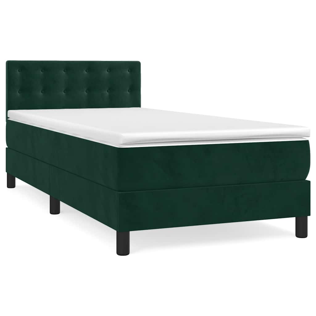 Box spring krevet s madracem tamnozeleni 80 x 200 cm baršunasti