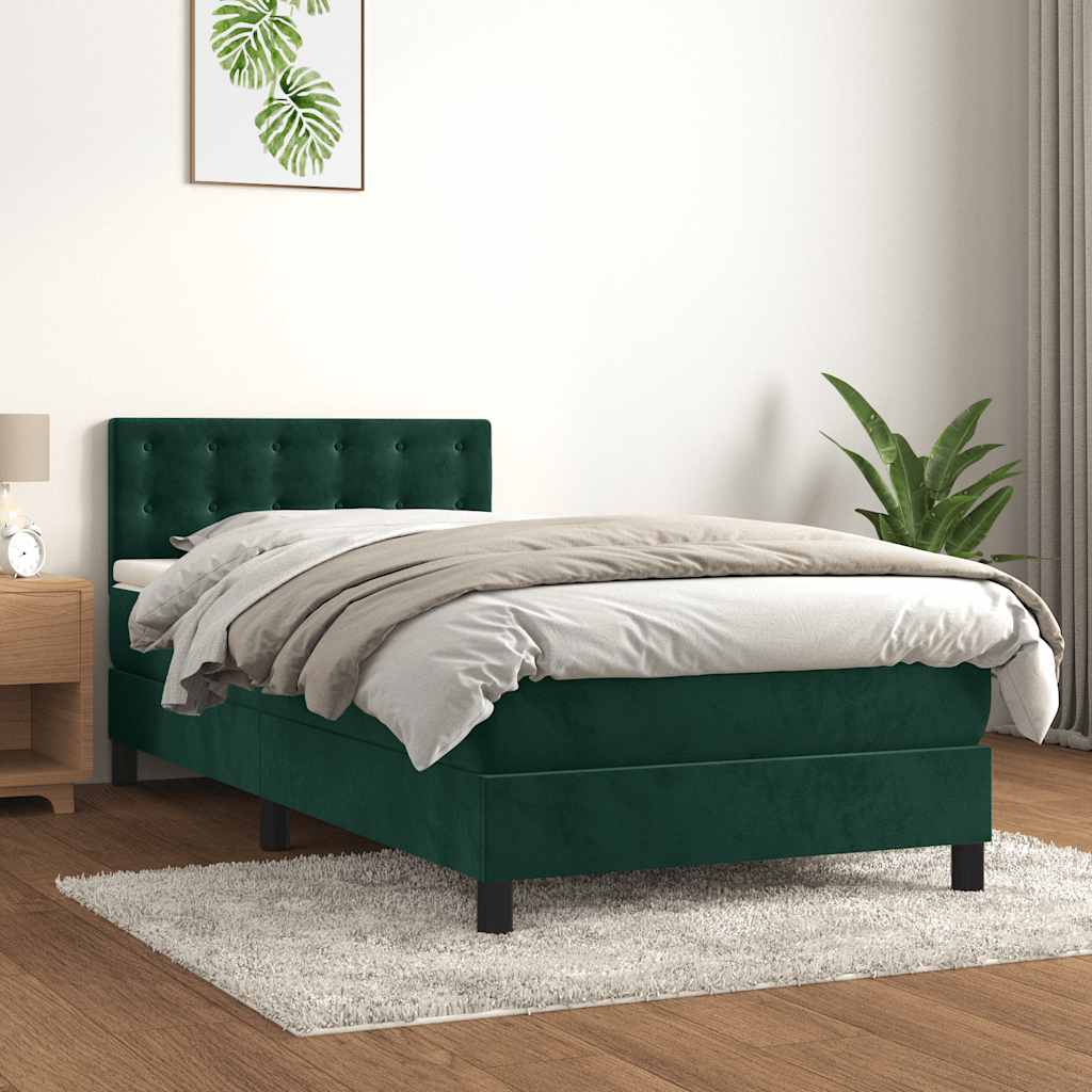 Box spring krevet s madracem tamnozeleni 80 x 200 cm baršunasti