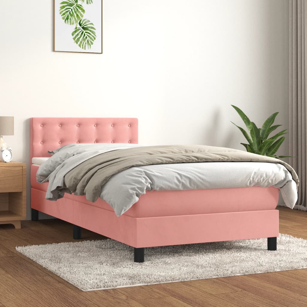 Box spring krevet s madracem ružičasti 80 x 200 cm baršunasti