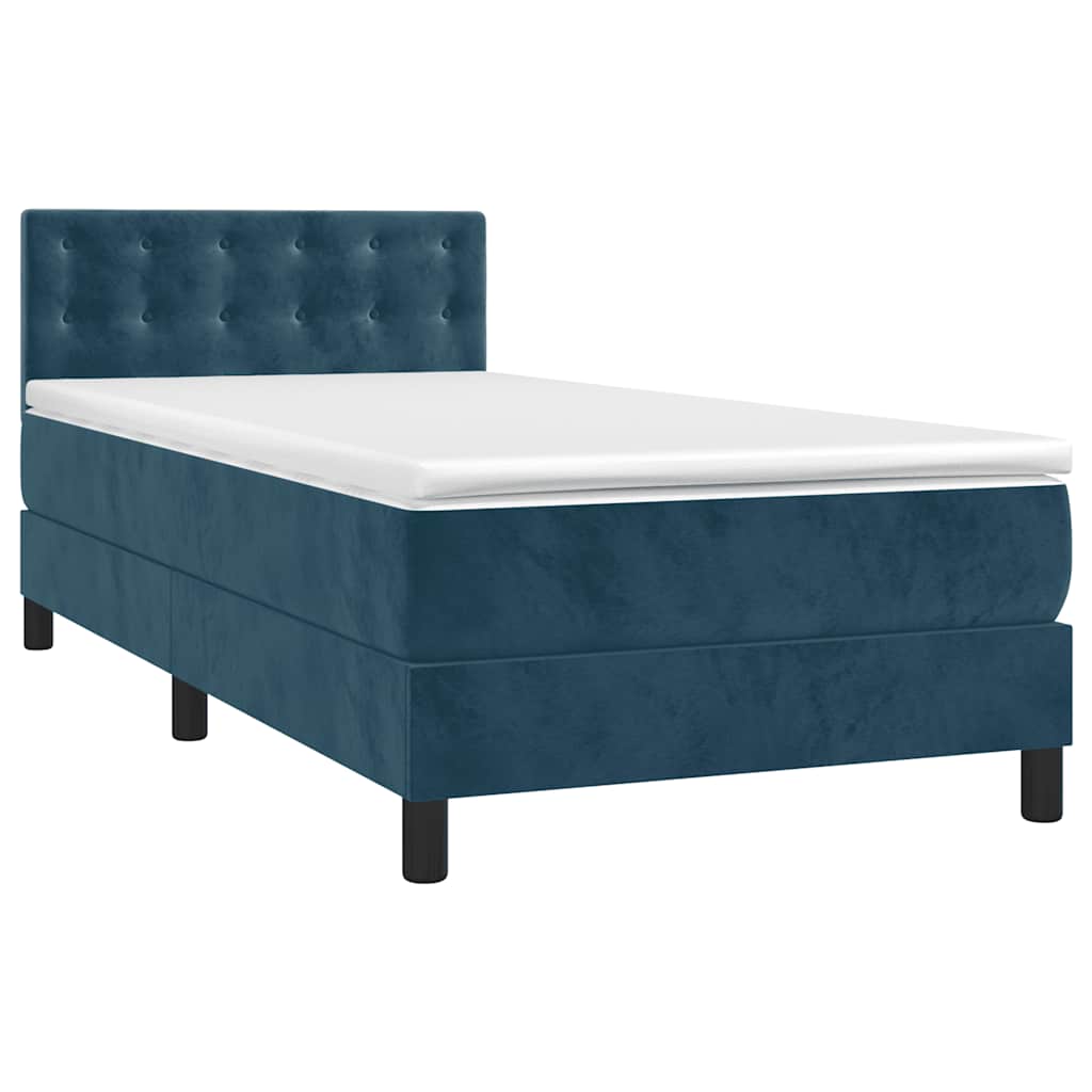 Box spring krevet s madracem tamnoplavi 90x200 cm baršunasti