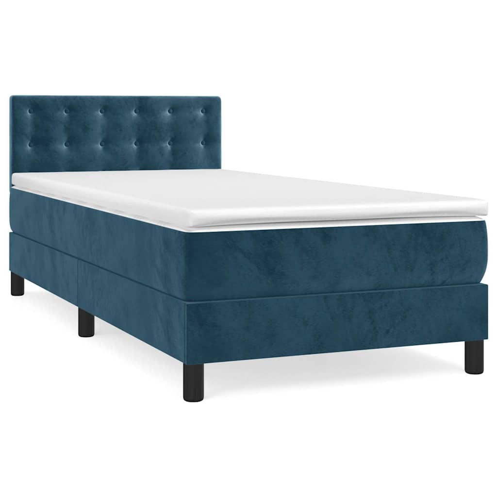 Box spring krevet s madracem tamnoplavi 100x200 cm baršunasti