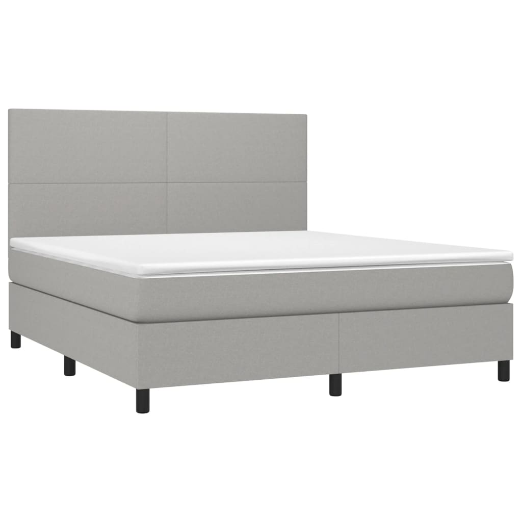Krevet box spring s madracem svjetlosiva 160x200 cm tkanina
