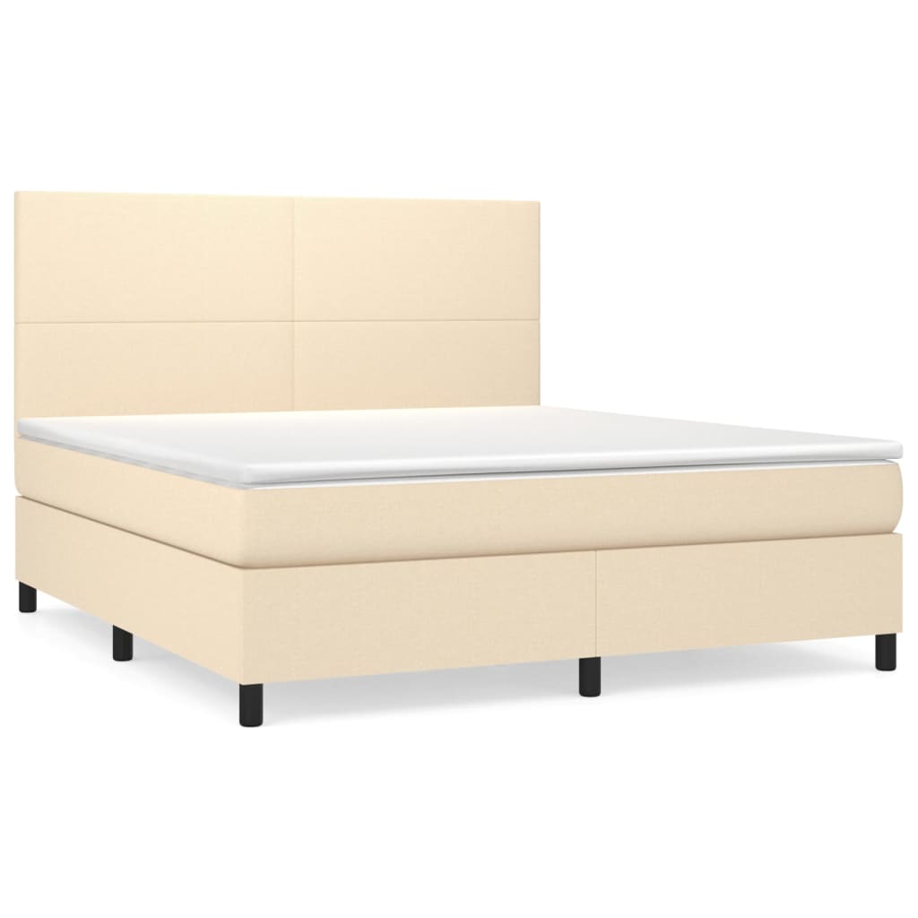 Krevet s oprugama i madracem krem 180x200 cm od tkanine