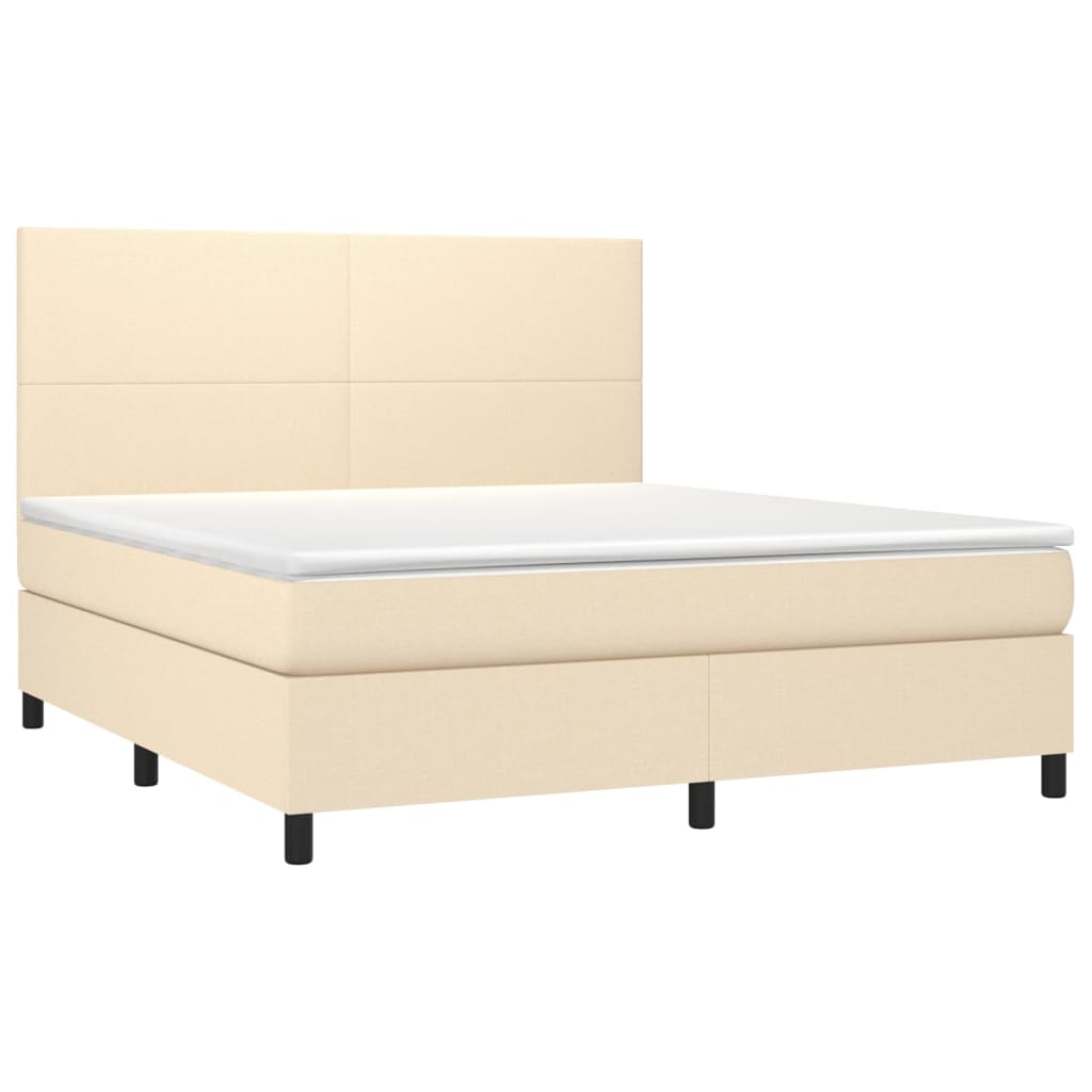 Krevet s oprugama i madracem krem 180x200 cm od tkanine