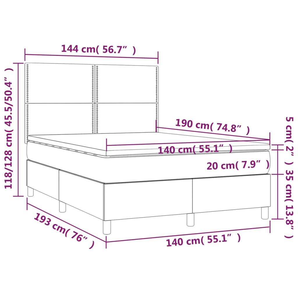 Krevet s oprugama i madracem plavi 140 x 190 cm od tkanine