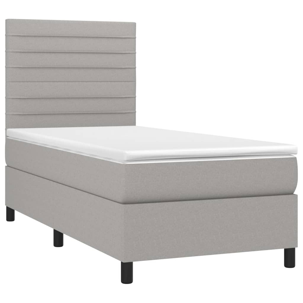 Box spring krevet s madracem svjetlosivi 90x190 cm od tkanine
