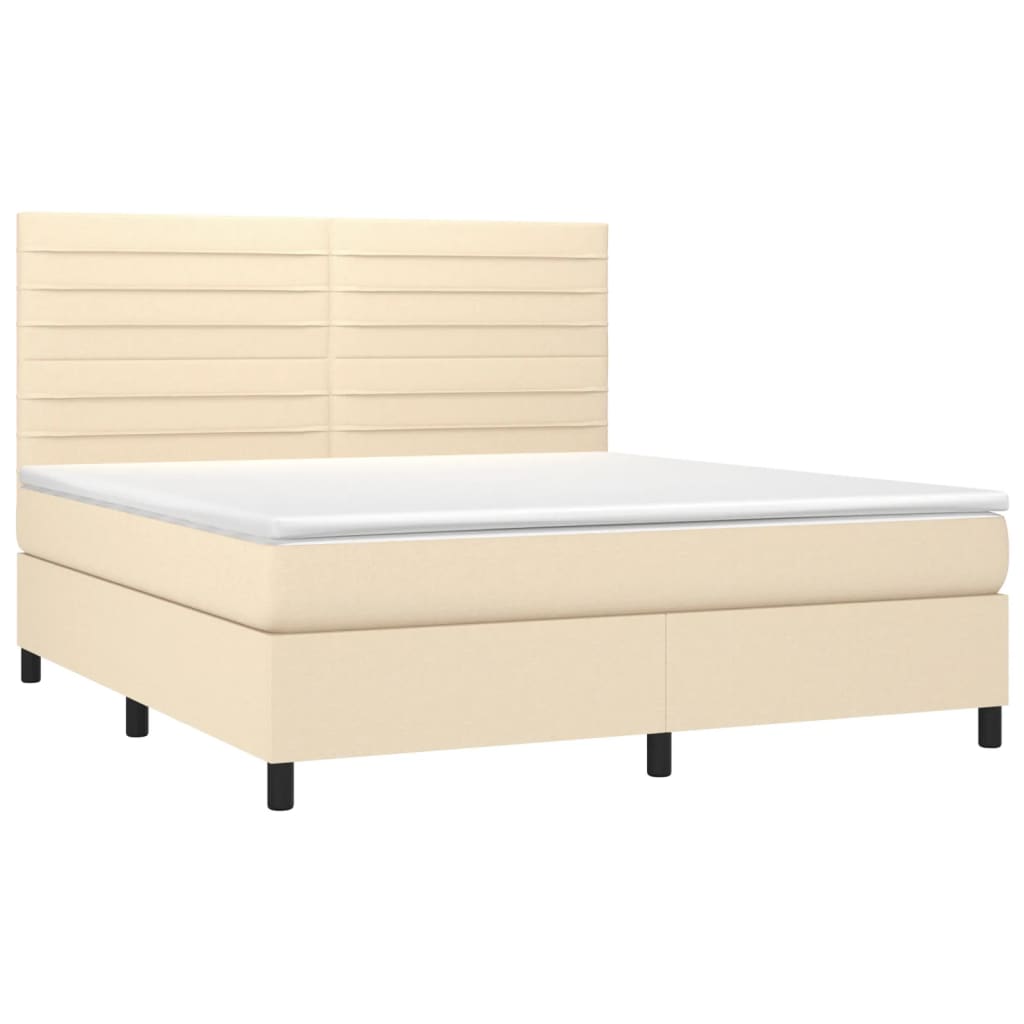 Krevet s oprugama i madracem krem 160x200 cm od tkanine
