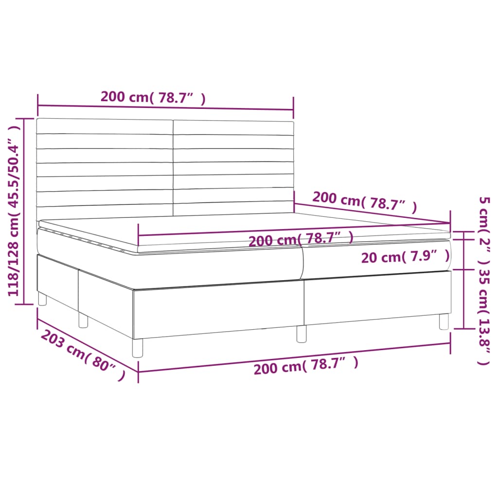 Krevet s oprugama i madracem krem 200 x 200 cm od tkanine