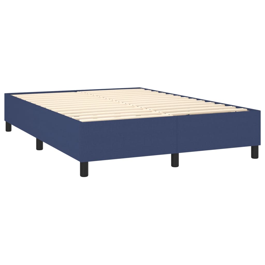 Krevet s oprugama i madracem plavi 140 x 190 cm od tkanine
