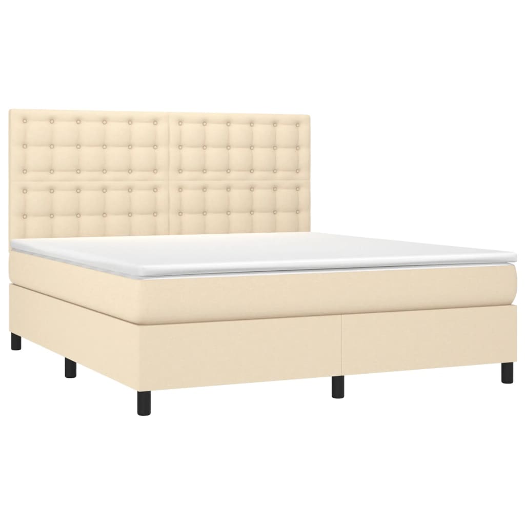 Krevet s oprugama i madracem krem 160x200 cm od tkanine