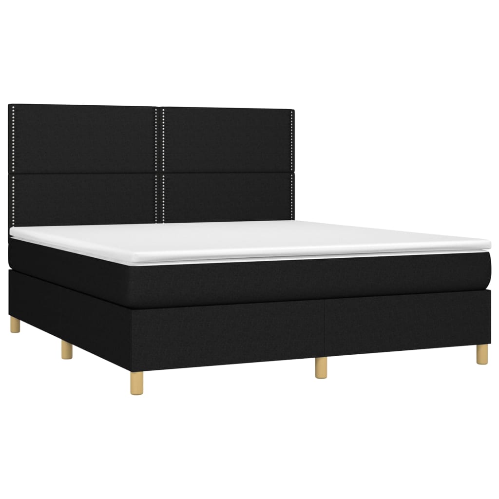 Krevet s oprugama i madracem crni 180x200 cm od tkanine