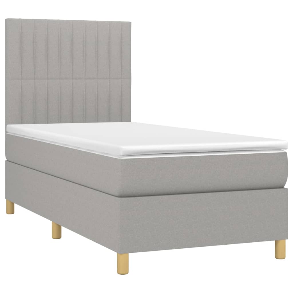 Box spring krevet s madracem svjetlosivi 90x190 cm od tkanine
