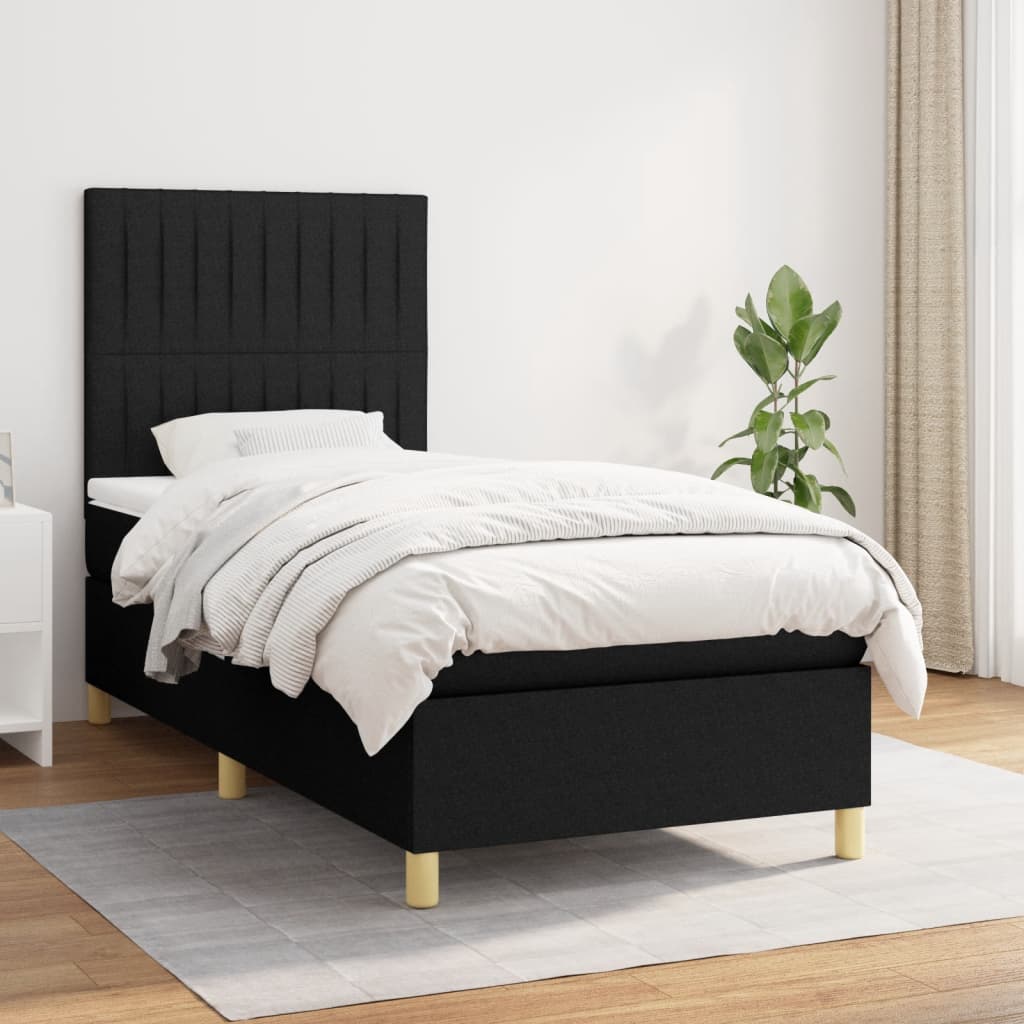 Box spring krevet s madracem crni 90x190 cm od tkanine