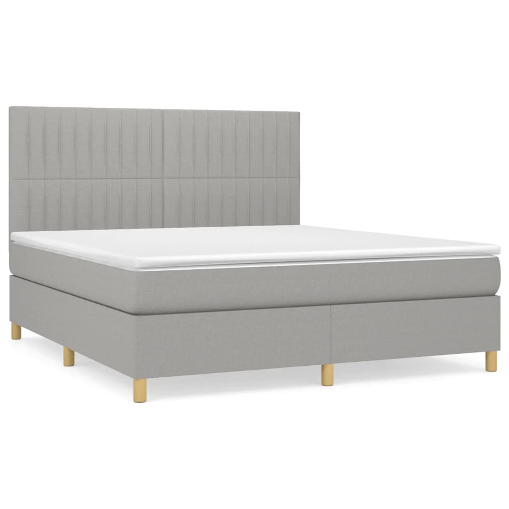 Krevet box spring s madracem svjetlosiva 160x200 cm tkanina