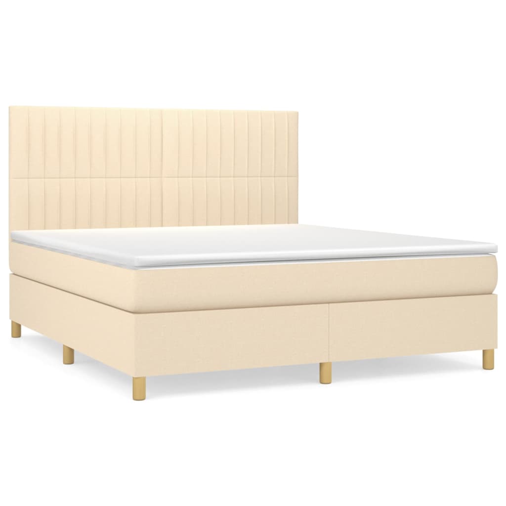 Krevet s oprugama i madracem krem 160x200 cm od tkanine