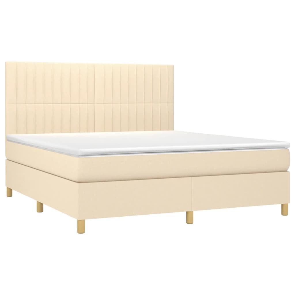 Krevet s oprugama i madracem krem 160x200 cm od tkanine