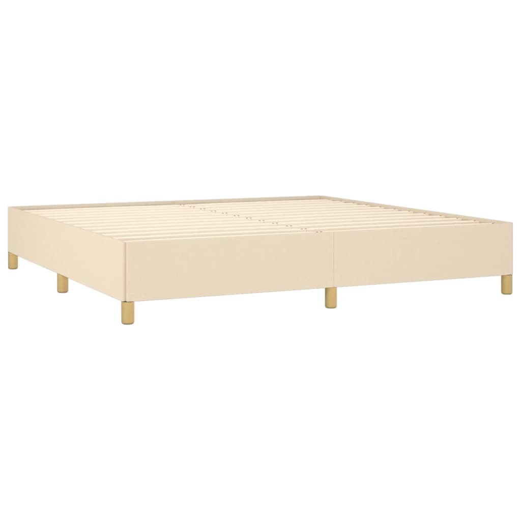 Krevet s oprugama i madracem krem 200 x 200 cm od tkanine
