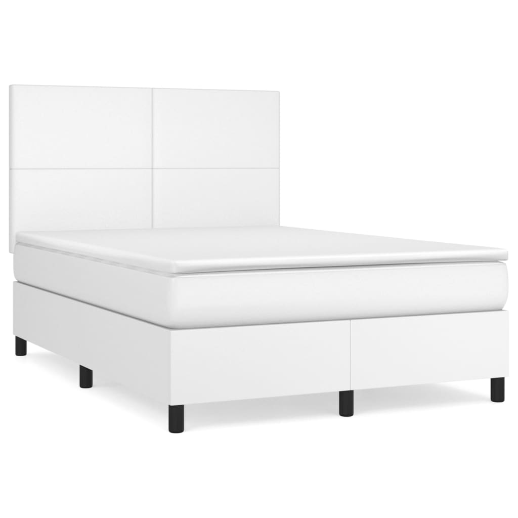 Krevet s oprugama i madracem bijeli 140x190 cm od umjetne kože