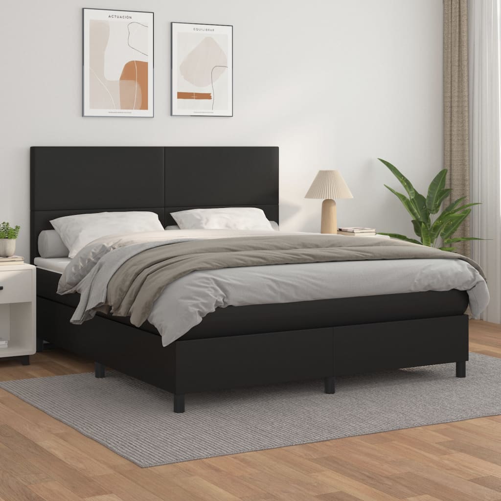 Krevet s oprugama i madracem crni 180 x 200 cm od umjetne kože